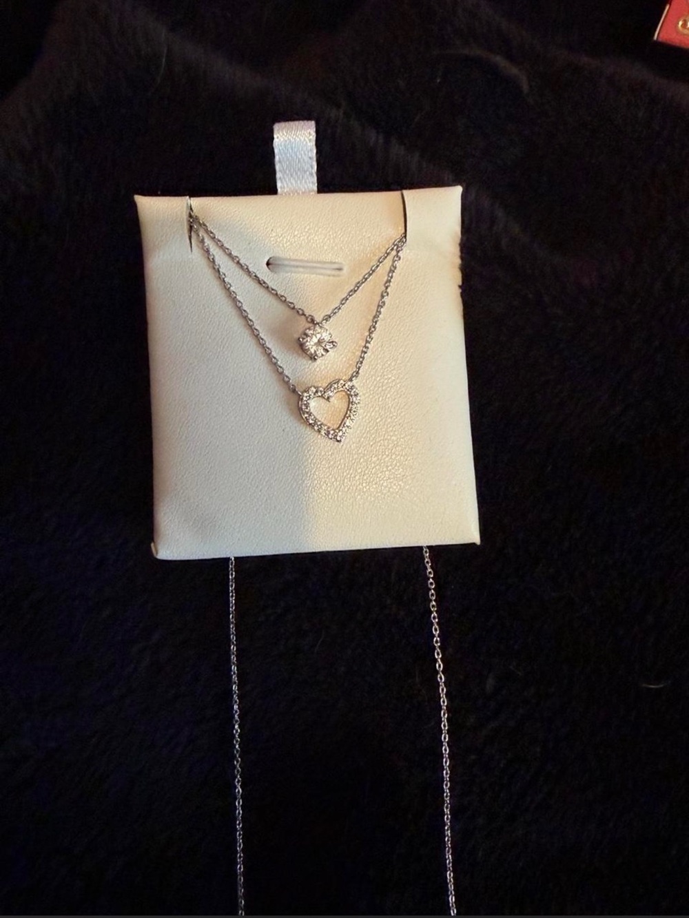 Kay Jewelers Sterling Double-Layer Necklace with Heart and Clover Pendants